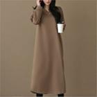 V-neck Fleece-lined A-line Pullover Dress
