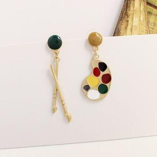 Painter Palette Asymmetrical Alloy Dangle Earring