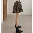 Band-waist Leopard A-line Skirt