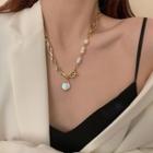 Freshwater Pearl Pendant Alloy Necklace H1123 - Gold - One Size
