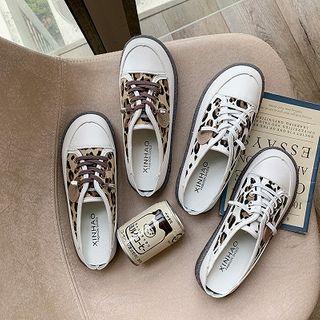 Leopard Print Lace Up Sneakers