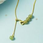 Faux Gemstone Bead Pendant Alloy Necklace Gold - One Size