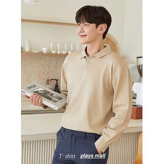 Basic Colored Knit Polo Shirt