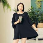 3/4-sleeve Loose-fit Minidress