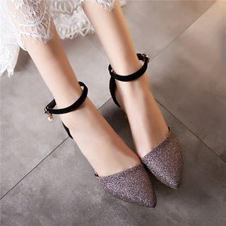 Ankle Strap Pointy Chunky Heel Sandals