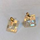 Square Drop Earring 1 Pair - White & Gold - One Size
