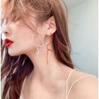 Two-tone Wirework Dangle Earring 1 Pair - Red & White - One Size
