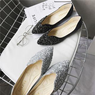 Faux-leather Sequined Flats