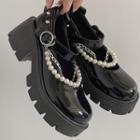 Platform Chunky Heel Faux Pearl Strap Mary Jane Shoes