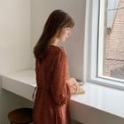 Wrap-front Ruffled Long Floral Dress