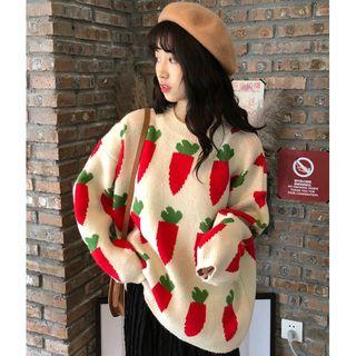 Carrot Pattern Boxy Sweater