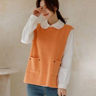 Round-neck Dual-pocket Vest