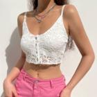 Lace Button-through Camisole Crop Top