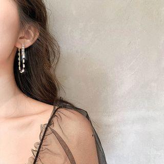 Rhinestone Drop Earring 1 Pair - White & Gold - One Size