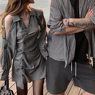 Couple Matching Striped Mini Shirt Dress / Shirt