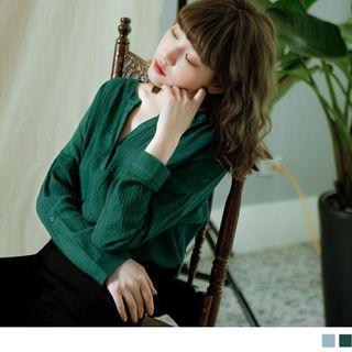 Drop Shoulder V-neck Top