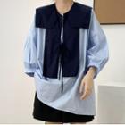 Set: Puff-sleeve Blouse + Cape