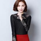 Embroidered Fleece Lined Long-sleeve Top