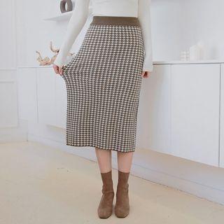 Houndstooth Knit H-line Skirt