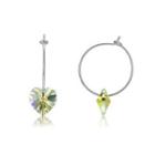 925 Sterling Silver Simple Fashion Circle Heart Shape Earrings With Multicolor Austrian Element Crystal Silver - One Size