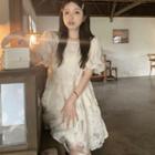 Short-sleeve Lace A-line Dress Dress - One Size