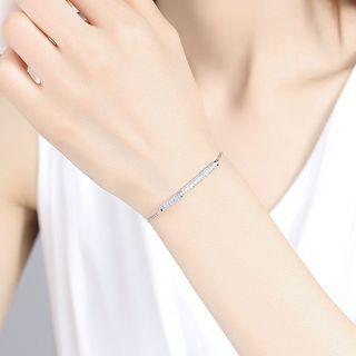 Simple Temperament Geometric Rectangular Bracelet With Cubic Zirconia Silver - One Size