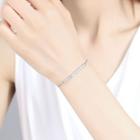 Simple Temperament Geometric Rectangular Bracelet With Cubic Zirconia Silver - One Size