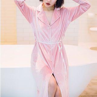 Pleuche Tie-waist Night Robe