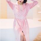 Pleuche Tie-waist Night Robe