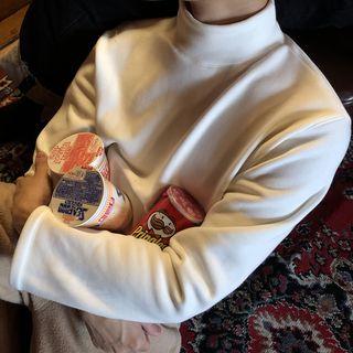 Mock Neck Fleece-lined Long-sleeve T-shirt