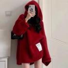 Plain Hooded Sweater Red - One Size
