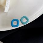 Non-matching Square Earring 1 Pair - S925 Silver - Blue & Bluish Green - One Size