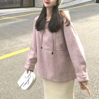 Long Sleeve Hooded Woolen Top