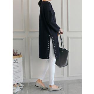 Studded Slit-side T-shirt Dress