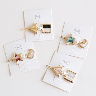 Faux Pearl Geometric Hair Clip