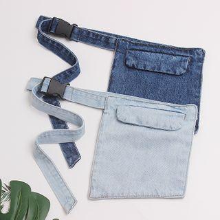 Denim Waist Pouch Buckled Belt