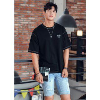 Letter-printed Stitched T-shirt