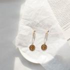 Alloy Coin Safety Pin Dangle Earring Gold - One Size