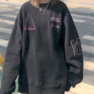 Oversize Long Sleeve Print Sweatshirt