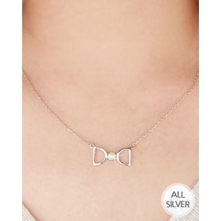 Bow-pendant Chain Silver Necklace