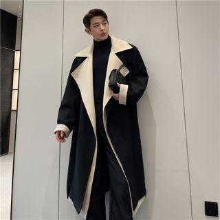 Long-sleeve Two-tone Woolen Trench Coat