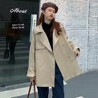 Plain Double-breasted Trench Coat Almond - One Size