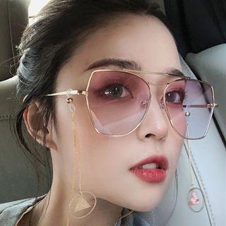 Oversized Double Bridge Metal Frame Sunglasses