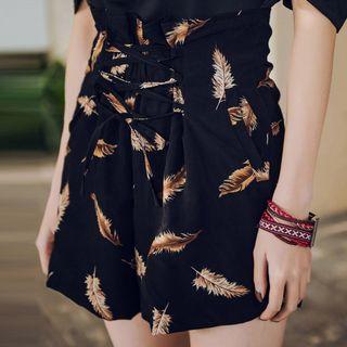 Feather Print Mini A-line Skort