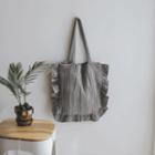 Frill-trim Cotton Shopper Bag