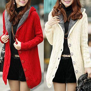 Fleece-lined Hooded Cardigan