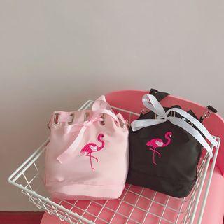 Embroidery Drawstring Bucket Bag