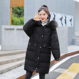 Fluffy Trim Midi Padded Coat