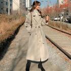 Plus Size Wide-lapel Double-breasted Coat With Sash