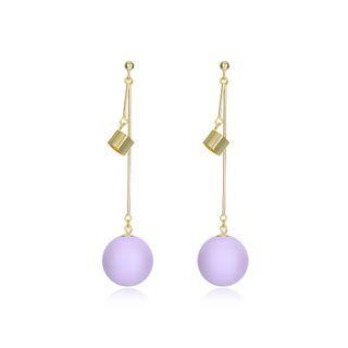 925 Sterling Silver Plated Gold Simple Geometric Round Tassel Earrings Silver - One Size